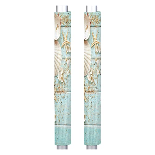 Image of Refrigerator Door Handle Covers Set of 2 Summer Beach Wood Texture Washable Fridge Dishwasher Mocrowave Oven Door Decor Protector Handle Cover Keep Your Kitchen Appliance Clean from Food Stains