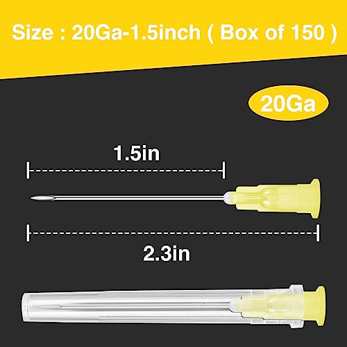 Image of TENKAIWICK 20Ga 1.5 Inch Luer Lock for Scientific Lab Measuring,150 Pack, Individually Wrapped