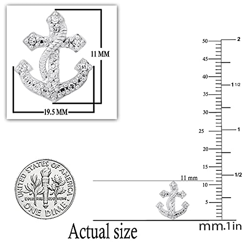 Dazzlingrock Collection 0.07 Carat (ctw) Round White Diamond Ladies Anchor Symbol of Hope & Strength with Rope Stud Earrings, 925 Sterling Silver2