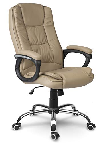 Chaise de bureau pivotante Porto similicuir beige fauteuil de travail réglable - 5