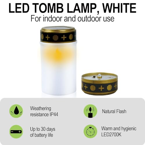 Litinliv 2pcs Solar LED Grave Lights, Flameless Memorial Candle with Light Sensor, Waterproof, Outdoor Use - Image 3