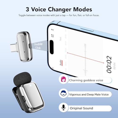 Image of UTECTION by VOOK Wireless Microphone, Dual Channel Collar Lavalier Mic for iPhone & Android, AI Noise Cancellation, 30H Battery, 30m Range, Gunmetal - VOOKLM4