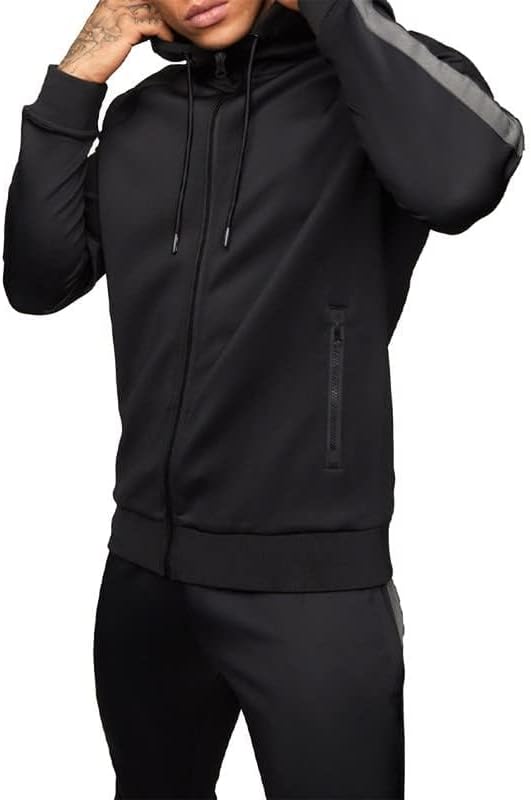 Men's 2 Piece Athletic Tracksuit Casual Long Sleeve Running Fitness Jogging Sweat Suits Track Jacket and Pants - Image 5