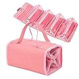 Water Resistant 4 in 1 Hanging Roll Up Travel Toiletry Bag Makeup Cosmetic Storage Case Hair Beauty First Aid Kits Organizer Bag LOL Doll Toy Storage Case With 4 Removable PVC Zipper Pouch (Pink)
