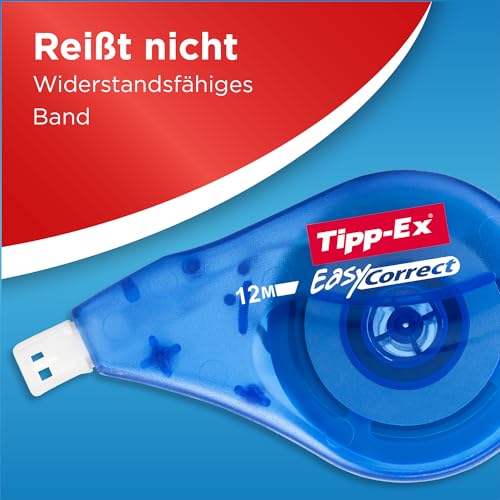 BIC Tipp-Ex Korrekturroller Easy Correct zum seitlichen Korrigieren, 12m x 4,2mm, 10er Pack, Ideal für das Büro, das Home Office oder die Schule