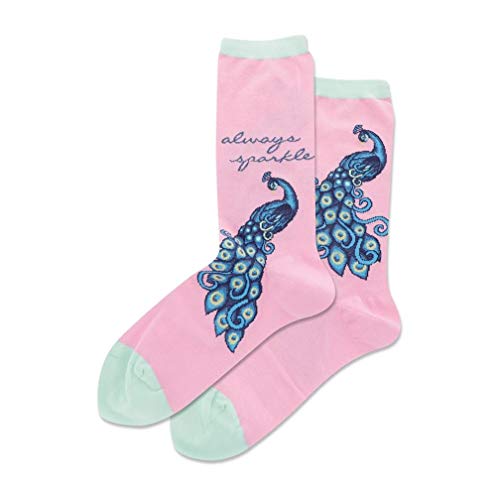 Image of Hot Sox Women's Peacock Crew Socks 1 Pair, Pink, Women's 9-11