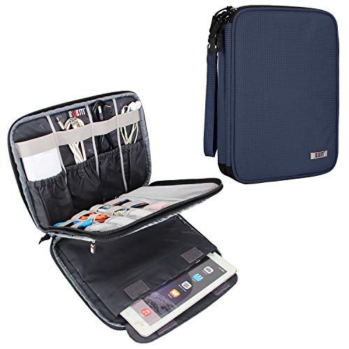 Exclusive BUBM Electronic Organizer, Travel Cable Organizer Cord Bag for Earphone, USB Flash Drive, Memory Card and More, Compatible with Up to 9.7" iPad or Tablet (X-Large, Dark Blue)