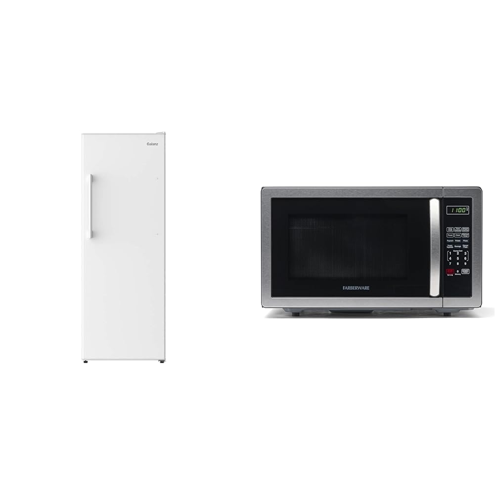 Galanz GLF11UWEA16 Convertible Freezer Fridge Electronic Temperature Control 11 Cu Ft White Farberware Countertop Microwave 1000 Watts 1