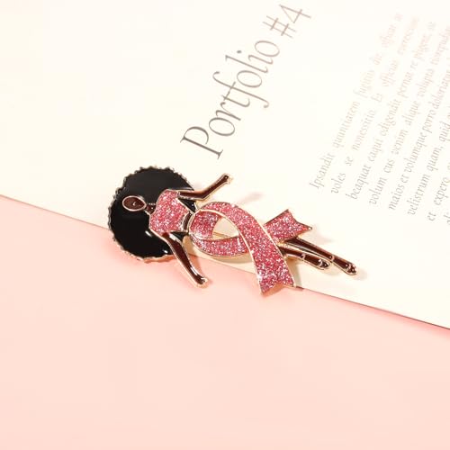 Image of Breast Cancer Awareness Pink Rhinestone Ribbon Pin - Faith Believe Women's Brooch, Survivor Lapel Pin for Cancer Month - Merchandise Accessories Decor