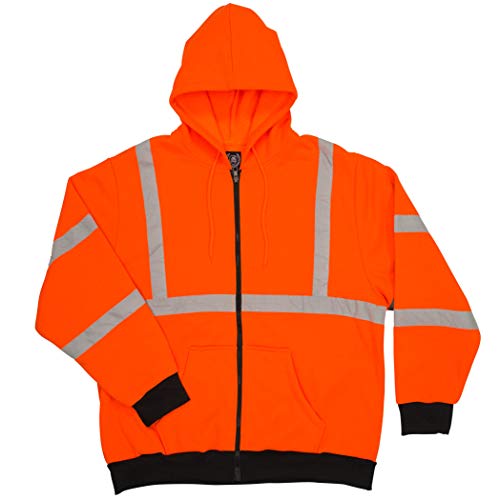 North 15 Men’s High Visibility Safety Hooded Sweatshirt, Bonded, Sherpa Lined
