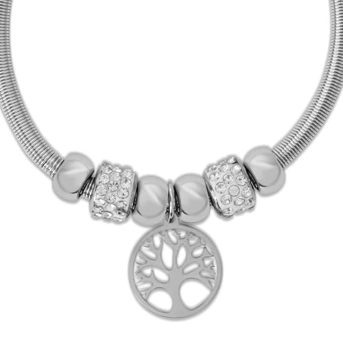Image of I Jewels Fashion Stylish Silver Plated Adjustable Charm Bracelet with Stone Beads for Women