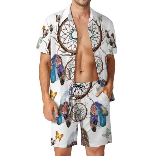 Chemise Hawaïenne Homme Ensemble Capteur De Rêves pour Vos Vacances d'Été et Plage