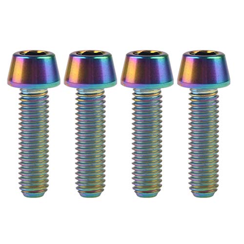 Image of Titanium Ti Bolt M5x9 16 18 20 25 30 35 40 45 50 55 60mm Tapered Head Screws Pack of 4 (M5x18mm, Ranibow)