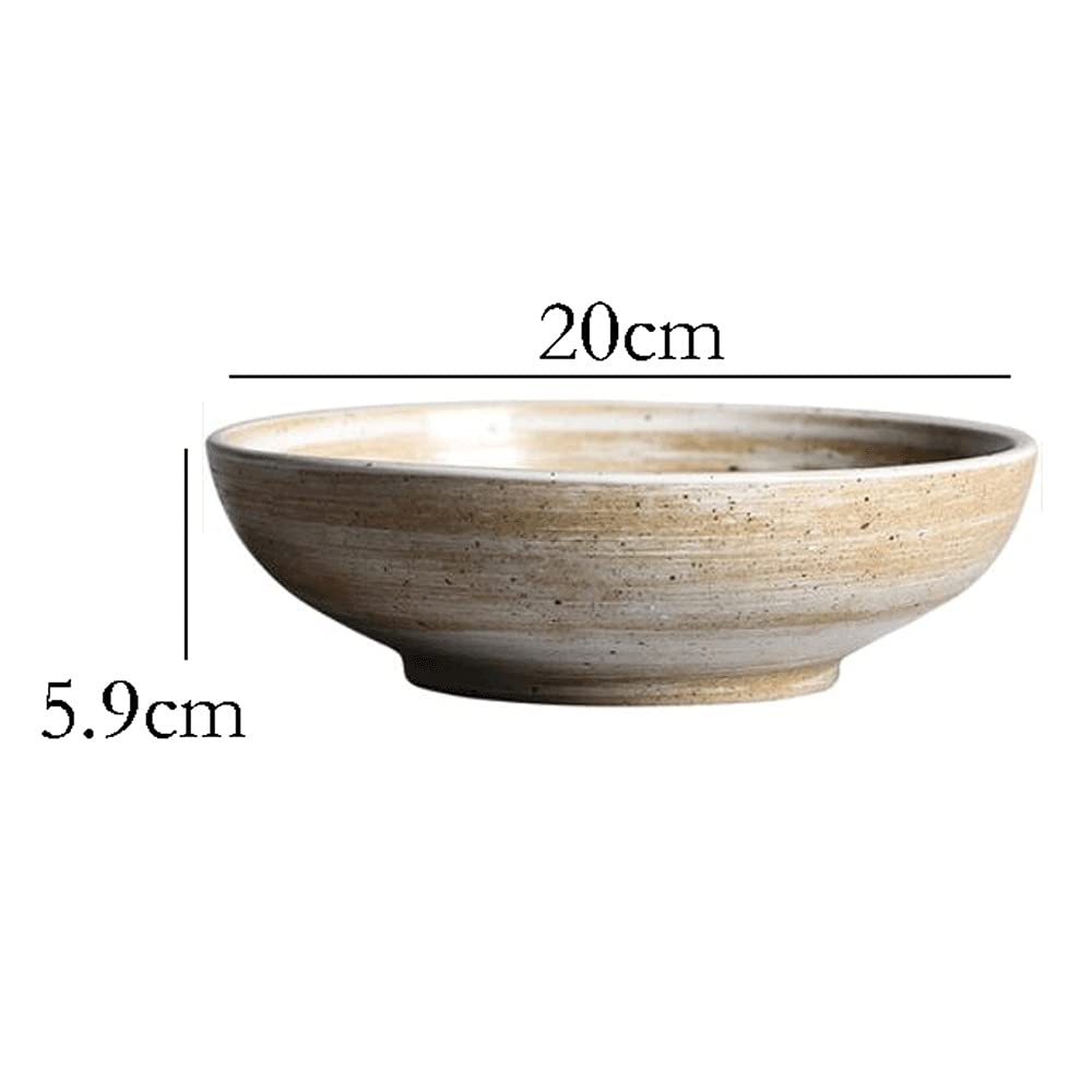 Ensemble d'assiettes et bols en céramique de grande capacité – 20 x 5,9 cm – Bols à soupe et à riz incassables, parfaits pour la vaisselle de restaurant, passent au lave-vaisselle et au micro-ondes