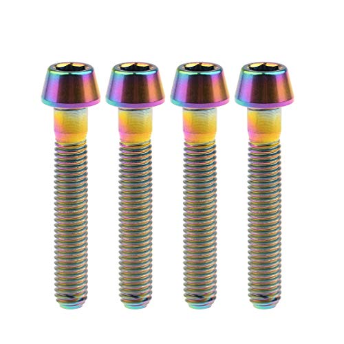Image of Titanium Ti Bolt M5x9 16 18 20 25 30 35 40 45 50 55 60mm Tapered Head Screws Pack of 4 (M5x30mm, Ranibow)