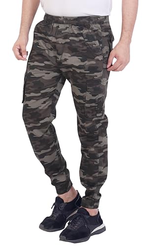 Image of Men's Cotton Regular Fit Camouflage Jogger | Elastic Waist Sports Trackpants | Activewear for Everyday Use
