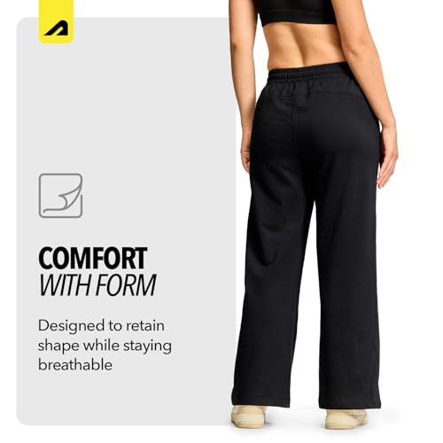 Image of Boldfit Track Pants for Woman, Trousers for Women Wide Leg, Gym Pant with Pockets, Adjustable Drawstring Waist Lower, Workout & Running Women Sports Sweatpants