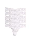 Felina Stretchy Lace Low Rise Thong - Seamless Panties, Sexy Thongs (5-Pack, Small-Medium, White)