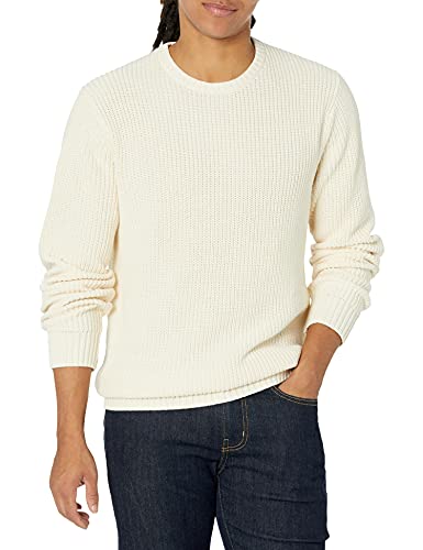 Amazon Brand - Goodthreads Men's Soft Cotton Rib Stitch Crewneck Sweater, Vintage White XXX-Large