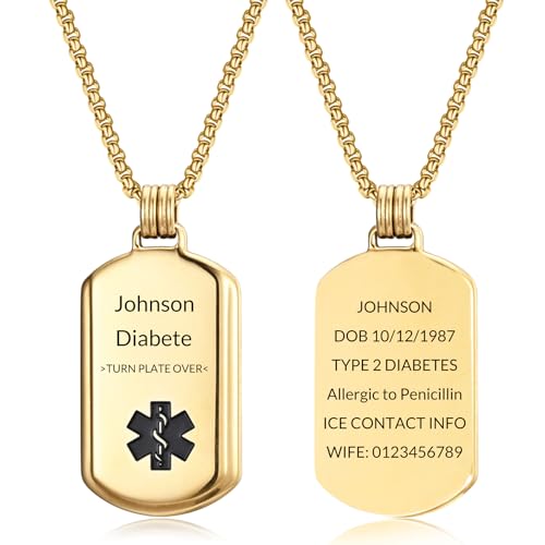 YOUNIFLARE �p�[�\�i���C�Y���f�B�J��ID�l�b�N���X �j���p ��ÃA���[�g�h�b�O�^�O�l�b�N���X �X�e�����X�X�`�[���� ���炩�ȃy���_���g�t�� ���S���ƃX�^�C���A�b�v �j���ւ̃J�X�^���L�O�i�M�t�g, One size, �X�e�����X�|, ��΂Ȃ�