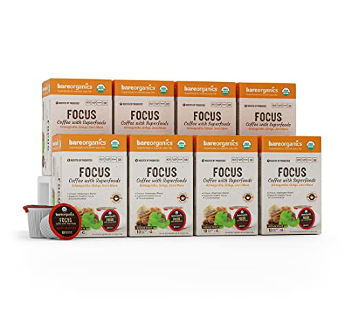 Bareorganics Focus Coffee Pods With Superfoods & Probiotics | Keurig K-Cup Compatible | Usda Certified Organic, Vegan, Non-Gmo & Recyclable Single Serve 80Ct Bulk Pack #TOP9
