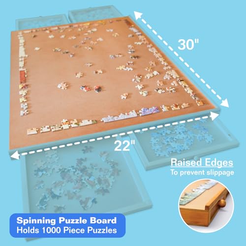 Bits And Pieces 42790-CS 1000 Piece Puzzle Board With Drawers - Original Standard Wooden Puzzle Plateau - Tabletop Deluxe Jigsaw Puzzle Organizer And Puzzle Storage System thumb #2