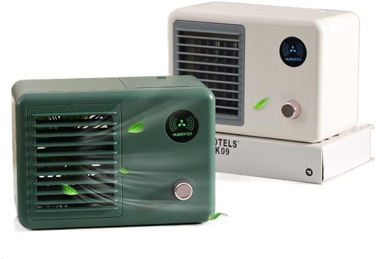 New Mini Desktop Retro Air Cooler Humidifier Refrigeration Air Conditioning Fan Desktop Moisturizing Spray Small Fan (Color : Cold Fan Green, Size : USB)