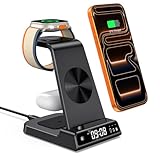 leChivée Cargador Inalámbrico para iPhone Air/17/16/15/14/13/12, Estación de Carga Inalámbrica 3 en 1 Compatible con Apple Watch 10/Ultra 2/9/8/7/6/5/4, Air Pods Pro 3 (Sin Adaptador)