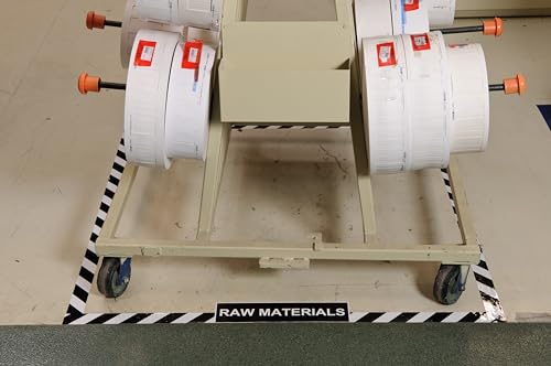 Image of Brady ToughStripe Nonabrasive Diagonal Stripes Floor Marking Tape, 100' Length, 2 inch Width, Black on White (Pack of 1 Roll) - 104319 | Nonabrasive black-and-white diagonal tape measures 2 in x 100 ft for marking aisles, hazards, equipment, and boundaries.