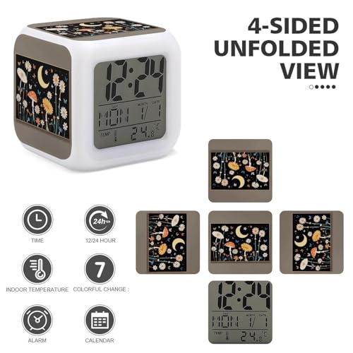 Réveil numérique pour table de chevet avec fleur et papillon LED