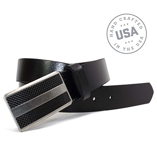 Nickel Free Titanium-Carbon Fiber Black Belt - USA Made Solid Full Grain Leather with Certified Nickel Free Titanium Buckle2