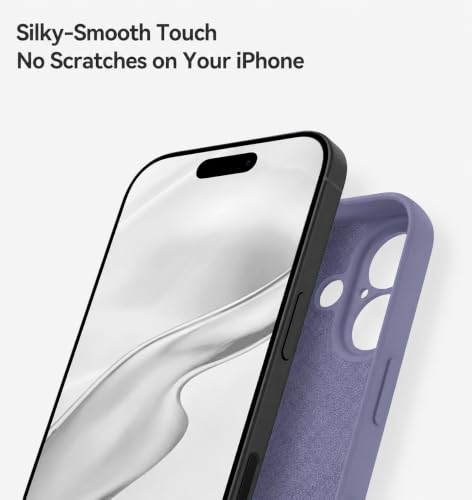 Image of DIZORO Square Microfiber Candy Case Compatible for iPhone 17 Shockproof Slim Back Cover Liquid Silicone Case - Lavender Grey