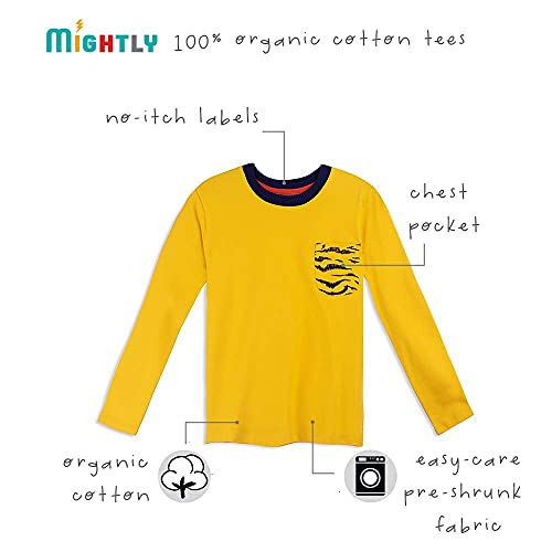 Image of Mightly Boys and Girls' Long Sleeve Raglan Shirt | Organic Cotton, Colorful Casual Stylish Clothes, Soft&Fresh Crew Neck Tee