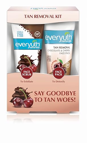 Image of Everyuth Naturals D-Tan Choco Cherry Face Scrub & Face Pack Combo, Deep Cleansing & Tan Removal, Suitable for All Skin Types, 100g Each (Pack of 2)