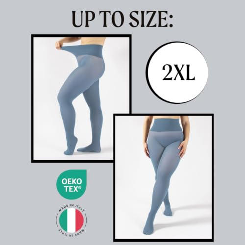 Image of CALZITALY Seamless Tights, 50 DEN High-Waist Pantyhose with no seams, Multi Color Opaque Tights - S, XXL, Italian Hosiery