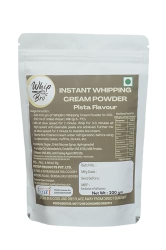 Image of WhipBro Whipping Cream Powder | Pista Flavour | Baking & Dessert Use (200 g)
