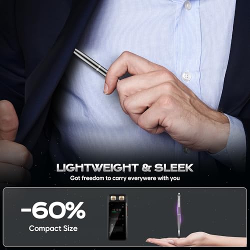 64GB Digital Voice Recorder, ZIPCIDE Voice Activated Digital Recorder with AI Intelligent Noise Reduction, Voice Activated Sound Recorder Device for Conferences, Meetings,