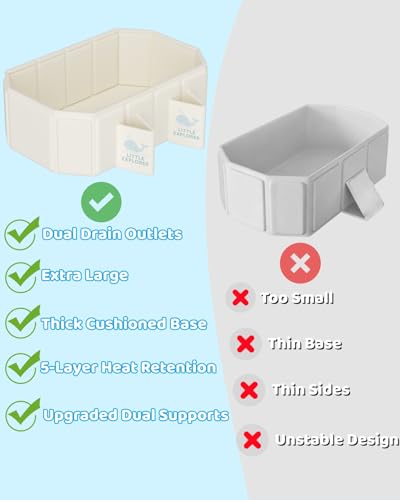 Foldable Baby Bathtub for 0–6 Years, Toddler Bath Tub for Shower, Collapsible Kids Bathtub with 4 Stable Support Legs & Dual Drain Holes, Portable Travel Baby Bath, Easy Storage, Off-White - Image 4