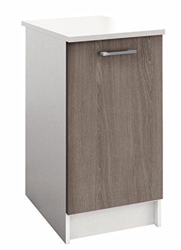 Berlioz Creations PRIMA PG4BPC Meuble Bas de Cuisine avec Plan de travail , 1 Porte décors Chêne structuré 40 x 60 x 85 cm, Fabrication 100% Française