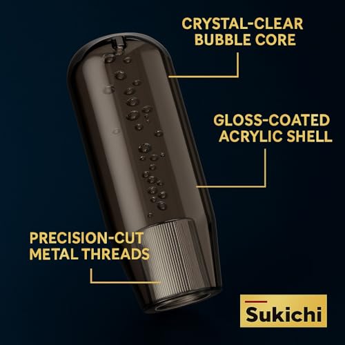 Image of Sukichi Car Gear Knob Stylish 15 cm | Universal Car Gear Shift Knob | Auto Transmission Stick Shifter | Car Interior Accessory | Anti Slip Gear Shift Knob | (Long Bubble, Black)