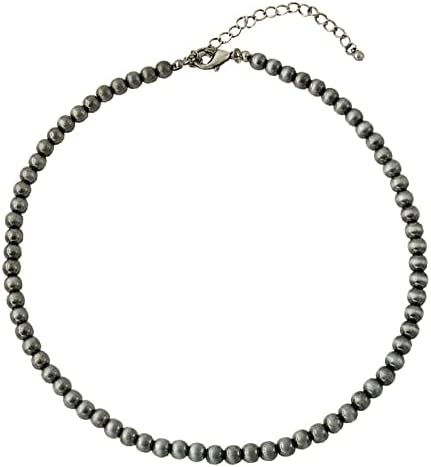 Western Navajo Pearl Necklace for Women Men Beaded Choker Cowboy Necklace (4mm)