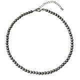 Western Navajo Pearl Necklace for Women Men Beaded Choker Cowboy Necklace (4mm)