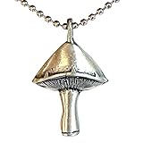 Reggae Hippie Tribal Disco Party Jewelry Psilocybin Psychedelic Magic Mushroom Psychotic Shroom Boogie Nights Pewter Men's Pendant Necklace Lucky Charm Amulet Protection for men W Silver Ball Chain