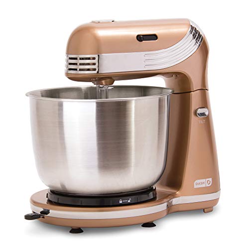 Dash Stand Mixer (Electric Mixer for Everyday Use): 6 Speed Stand Mixer with 3 qt Stainless Steel Mixing Bowl, Dough Hooks & Mixer Beaters for Dressings, Frosting, Meringues & More - Copper