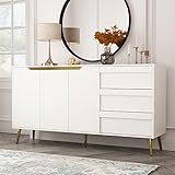 ECACAD Modern Sideboard Buffet Storage Cabinet with 3 Drawers & 3 Doors, Kitchen Cupboard Console Ca