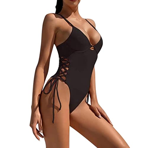 ღღBikini Donna Brasiliana Reggiseno Scollo Rotondo Imbottito Perizoma Costume da Bagno Donna a Due Pezzi Costume da Bagno Vintage a Vita Alta con Fiocco Scozzes