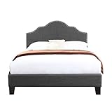 Wallace & Bay Kirby Upholstered Bed with Nailhead, Full, Dark Gray