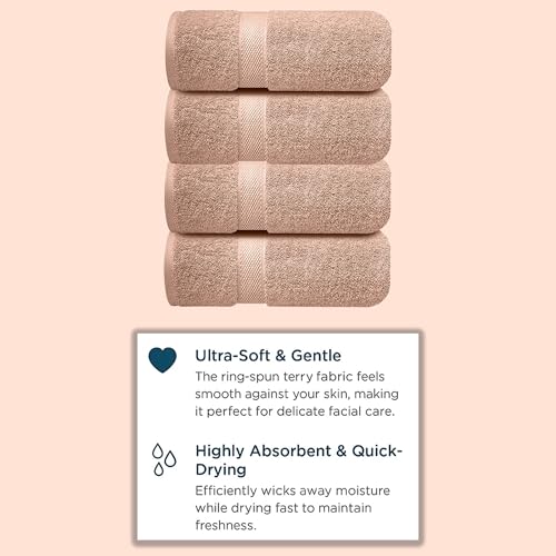 Image of Sulfar 100% Combed Cotton, Quick Drying Highly Absorbent, Luxury Hand Towel Set (Pack of 4, 40 X 70 cm) Nature Lux