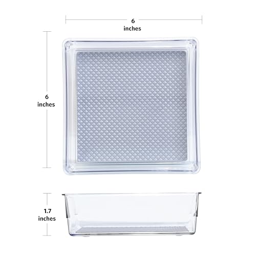 Glad Drawer Organizer Bin, 6x6 - Heavy Duty Clear Plastic Storage Tray for Junk Drawers, Kitchen Utensils, Bathroom Vanity, and Organizing Pantry - BPA Free, Food Safe, Non Slip - Image 4