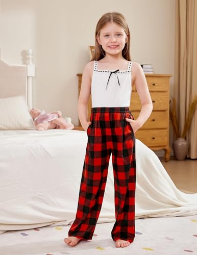 Arshiner Pajama Pants for Girls Long Sleep Plaid Pants Soft Lounge Pj Bottoms with Pockets3